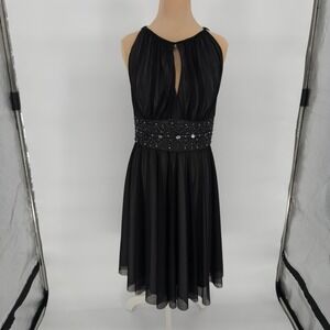 La‎ Nouvelle Renaissance Cocktail Dress Womens 6 Black LBD Beaded Keyhole